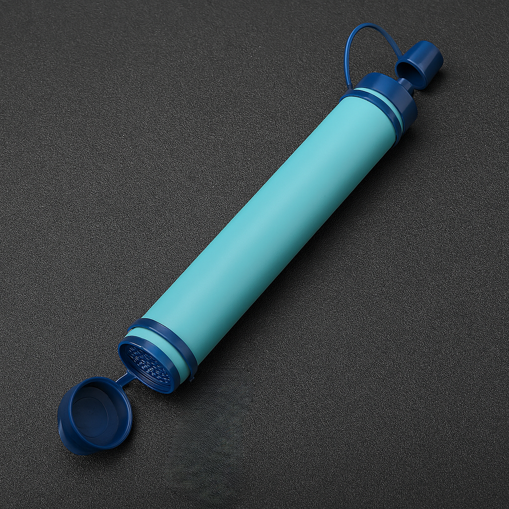 Turquoise and bluewater purifier on a dark gray background