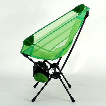570g ultralight folding camping chair in dark green, front view