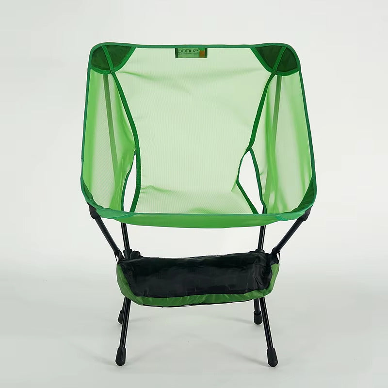 570g ultralight folding camping chair in green, front view