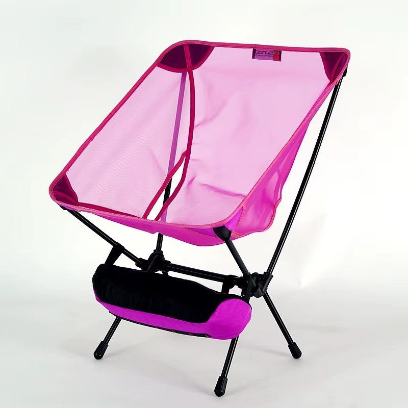 570g ultralight folding camping chair in pink compact folded view