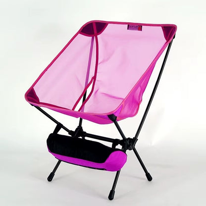 570g ultralight folding camping chair in pink compact folded view