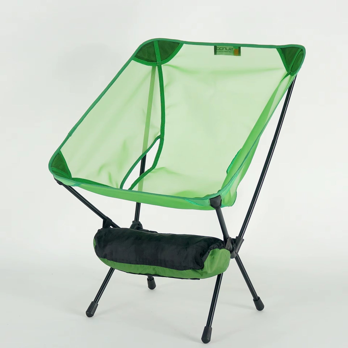 570g ultralight folding camping chair in green compact folded view