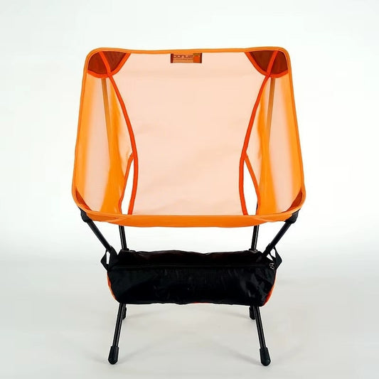 570g ultralight folding camping chair in orange, front view